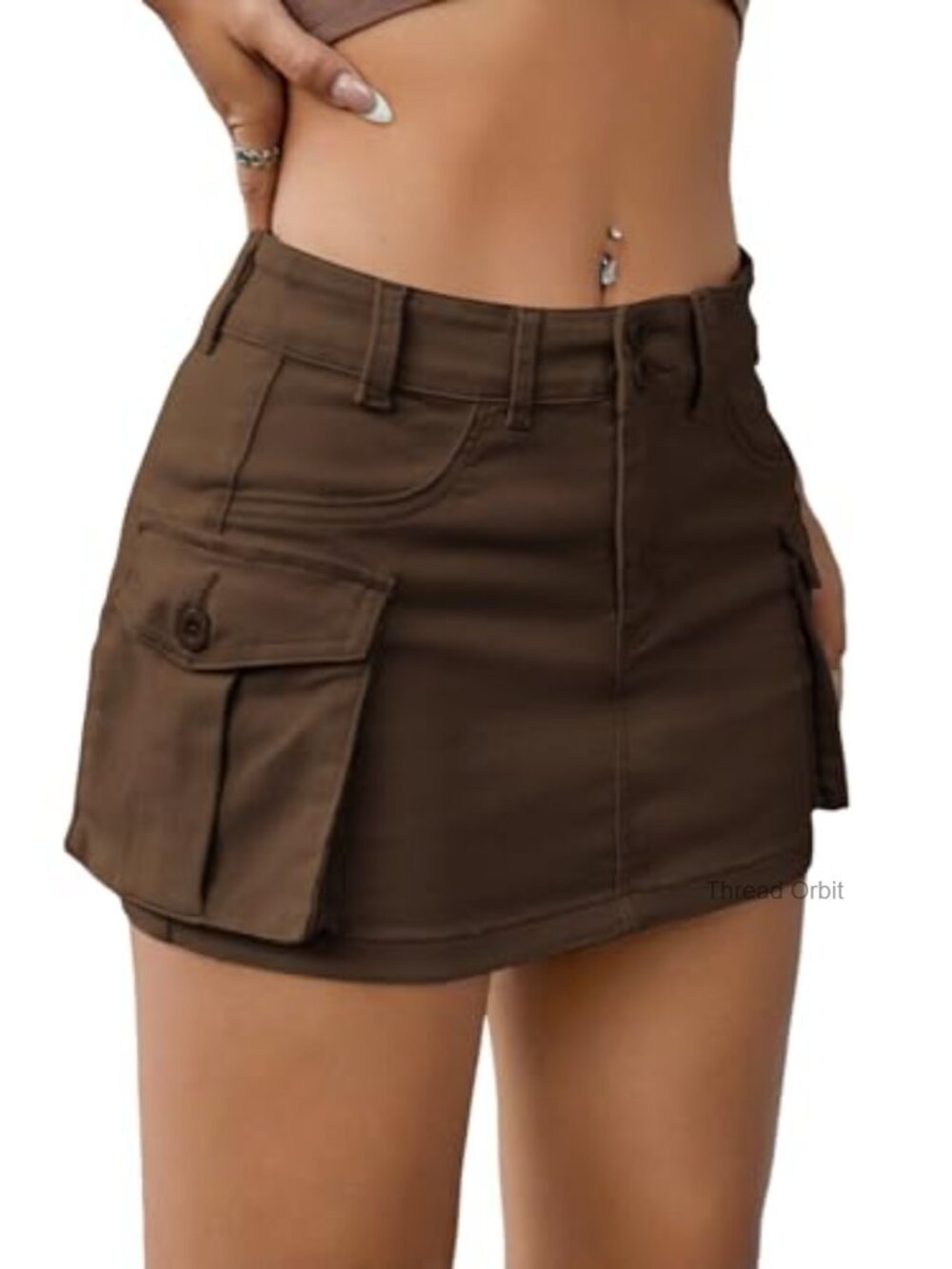 Women's Denim Bodycon Mini Skirt Y2K Low Rise Cargo with Pockets